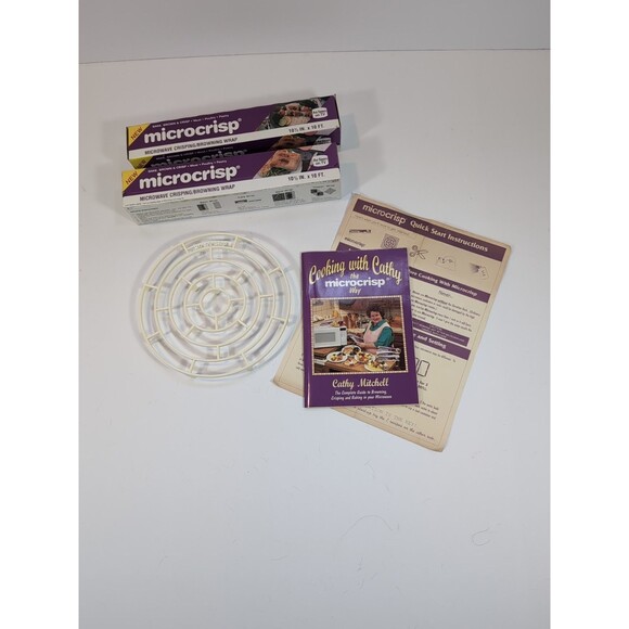 Microcrisp Kit ~ 2 Microwave Crisping  Browning Wrap With Tray Cookbook Manual - Picture 1 of 14
